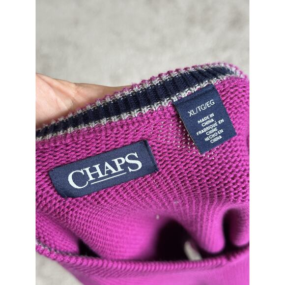 90s Chaps Ralph Lauren Magenta Pullover 100% Cotton Sweater Size XL unisex - Picture 5 of 8